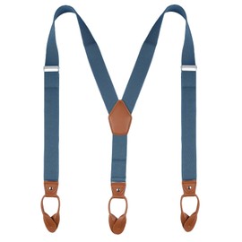 Mcvotcot Suspenders for Men Button End Adjustable Y-Back Elastic 47 Inches Dusty Blue