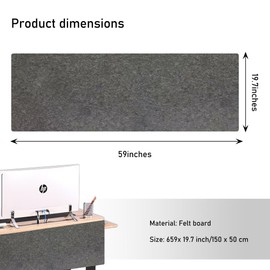 VOVCIG Under Desk Privacy Panel,59 x 19.7 inch Felt Board Modesty Panel is Suitable for Office Desk Cover Skirts, Opaque and Easy to Install