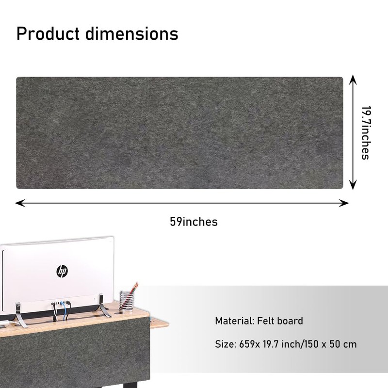 VOVCIG Under Desk Privacy Panel,59 x 19.7 inch Felt Board