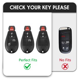 WORCAS for Dodge 4 Buttons Key Fob Cover,No Cap TPU Smart Cover Key Case Compatible with Grand Cherokee Commander(Gold-Black)