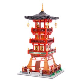 Geniteen Chinese Architecture Building Blocks Set, Chinese Ancient Architecture Model Micro Building Kit Creative DIY Construction Toy (Watch Tower)