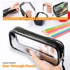 Zamasha Clear Pencil Case Black with Strong Zipper | 22x4x9