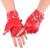 aoozleny Women Girls Fingerless Gloves,PU Leather Biker Punk Gloves with