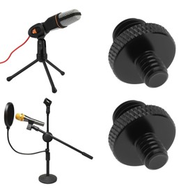 The Lord of the Tools 4 Piece Microphone Stand Adapter M10 Male to 1/4 Male Thread Double Sided Camera Screw Aluminum Alloy for Microphone Tripod Black