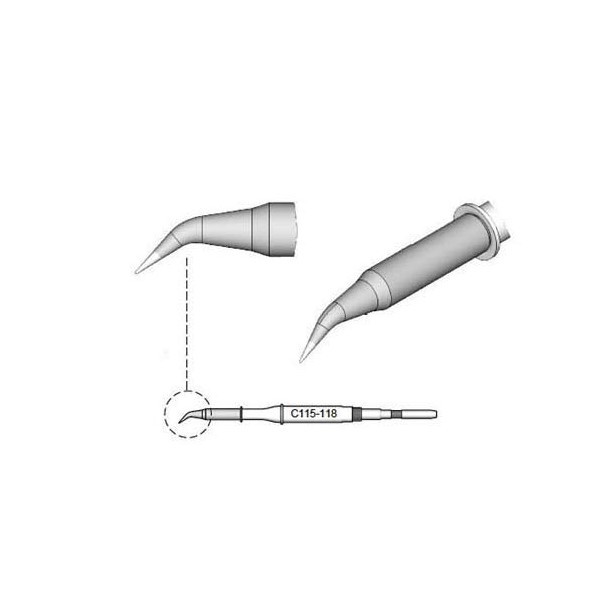 JBC Soldering Tip Series C115, Round Shape, C115118/Diameter 0.1 mm,