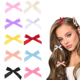 100Pcs Bow Hair Clips for Women Girls Red Hair Bows Ribbon Bowknots Hairclips Barrettes Mini Cute Bow Clips Pin Metal Hairs Accessories for Hairs Design Braids Stage Concert Christmas Ballet Style