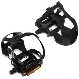 Bucklos Bike Pedals with Toe Cages and Straps - Bicycle Toe Clips Cage Compatible with Road Bike/Peloton/Mountian Bikes/MTB - Toe Clip Pedal for Wide Shoes Indoor Outdoor Cycling