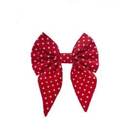New Dogs Bow Tie Bowtie Sailor Polka RED Dots RED Elastic Band ACCESSORY UK (Medium Red dots Sailor)