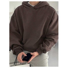 RoseSeek Men's Oversized Hoodie Long Sleeve Drop Shoulder Hooded Sweatshirts Loose Basic Pullover Tops Coffee Brown Small