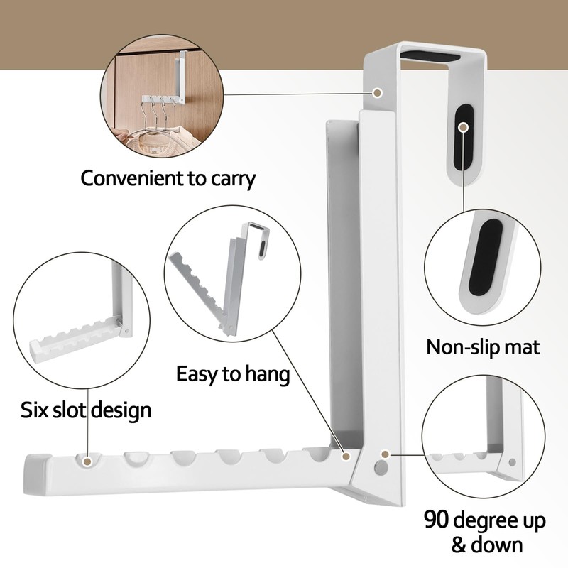 Uenhoy Foldable Over The Door Hanger Hooks for Clothes, Collapsible