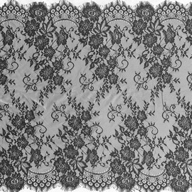 xingmo 3 Meters Lace Edge Trim Ribbon Floral Lace Ribbon Embroidered Applique Tulle Lace Edging Trimming Fabric for Sewing Width 70cm (Black)