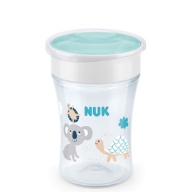 NUK Magic Cup learning cup | leak-proof 360 ° drinking rim | 8+ months | BPA free | 230 ml | Koala / turtle (white)