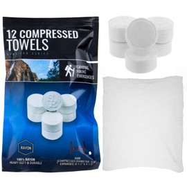 ToolTreaux 12pk Compressed Towel Tablets Face Wipes Coin Tissues Disposable Washcloths, Biodegradable and Unscented