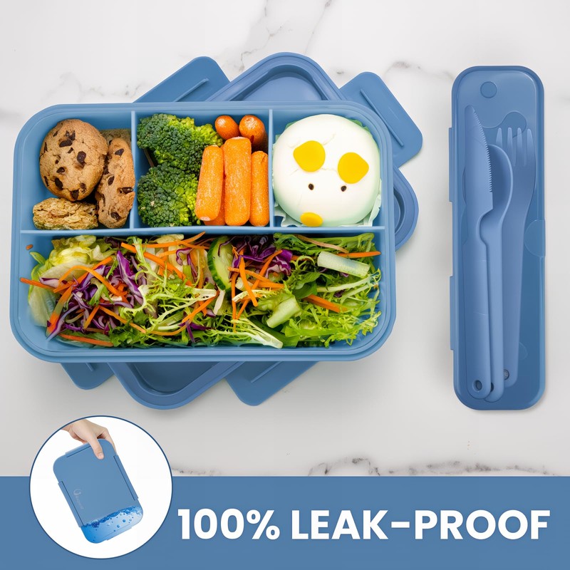 Bugucat Bento Lunch Box 1300ML - Leak-Proof with 4 Compartments,