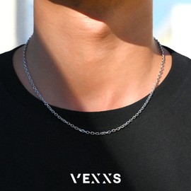 VEXXS 18K Real Gold Plated Rolo Chain Cable Necklace, No Color Fading, Hypoallergenic, Strong Clasp, Unisex Adults' Necklace