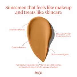 Toty by Sofia Vergara - lumina CC Cream SPF 50+, 100% Mineral Color Correcting Cream - Medium Coverage Foundation & Broad Spectrum Sunscreen for Face - Non Comedogenic - 4W WARM CARAMEL