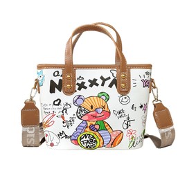 DIVA Rose Women's Shoulder Bag, Handbag, Tote Bag, Small, Cross-body Design, 2-Way Standing, Shoulder Bag, Lightweight, Lightweight, Bear, Braun