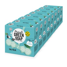 Marcel's Green Soap Toilet Block Mint & Eucalyptus - Fragrant Toilet Freshener - With probiotics against unpleasant odours - 95% biodegradable - Recycled plastic - Pack of 8