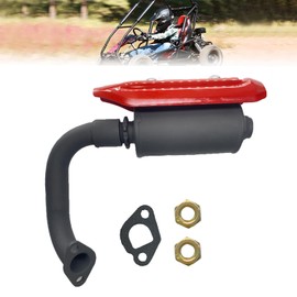 QYMOTO KT196 Go Kart Exhaust Pipe with Muffler Kit Performance Exhaust Silencer System with Heat Shield Protection Compatible with Coleman Go Kart 196cc 6.5HP Engine