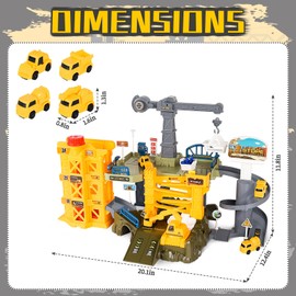 deAO Engineering Cranes Construction Truck Toys for Kids Engineering Excavator Track Set with Crane, Excavator, Track, Transport Vehicles Gift Toys for Boys & Girls Aged 3-6 Year Old