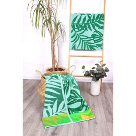jilda-tex Beach Towel/Bath Towel, 90 x 180 cm, 100% Organic Cotton, Velour, Terry Cloth, Global Organic Textile Standard (GOTS), Tropicana, 90 x 180 cm