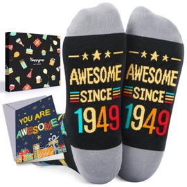 HAPPYPOP 75th Birthday Socks Gifts Ideas - 1949 Birthday Gifts for Older Men, Best Gifts for 75 Year Old Woman With Greeting Card