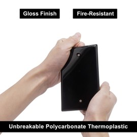 [10 Pack] BESTTEN 1-Gang No Device Blank Wall Plate, Standard Size, H4.53” x W2.76”, Unbreakable Polycarbonate Thermoplastic Outlet Cover, UL Listed, Black