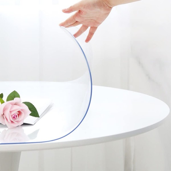 2Pcs 22 Inch PVC Tablecloth Round Clear Plastic Dining Table