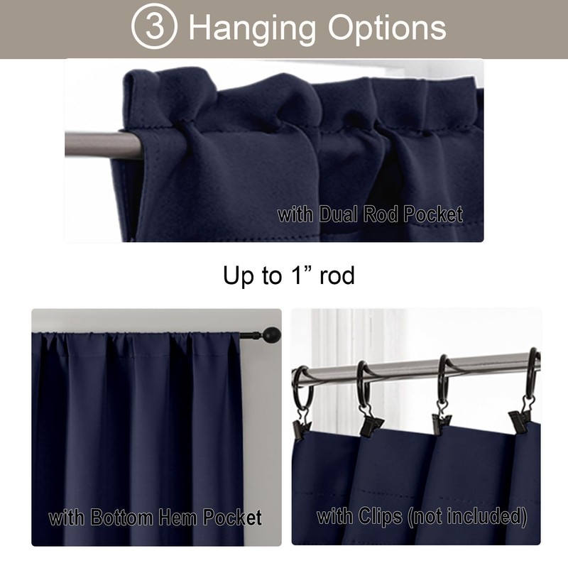 Gwine 24 Inch Long Tier Curtains for Small Window, Short