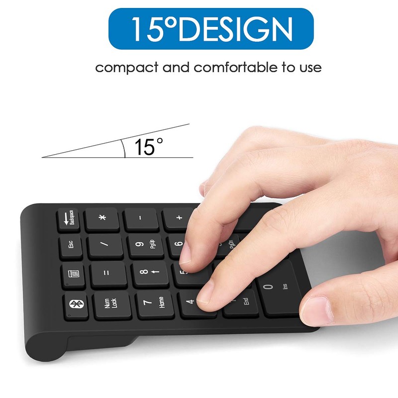 Foloda Bluetooth Number Pad, Wireless 10 Keys USB Number Numeric