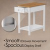 Lavish Home Side Drawer-Narrow End Table with Storage Shelf, White