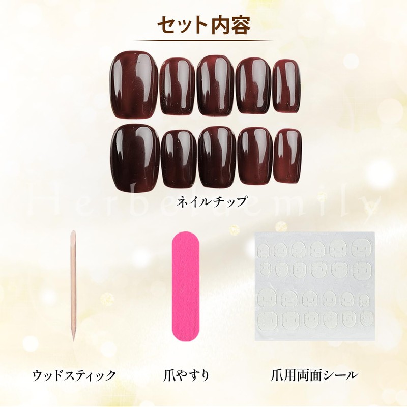 Herbeluemily Nail Tip, Short, Handmade, Storage Case, 10 Pieces, Gel