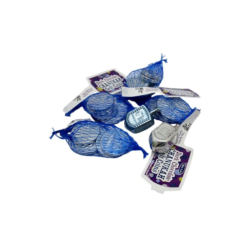 Hanukkah Milk and Dark Chocolate Gelt and Dreidels Gift Sets