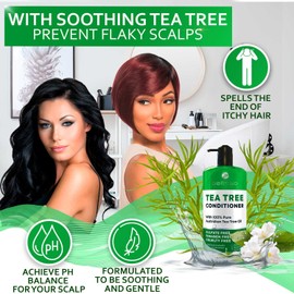 BELLISSO Tea Tree Oil Conditioner - Sulfate and Paraben Free - Anti Dandruff Treatment for Itchy, Dry Scalps - Ideal for Women and Men with Oily Hair and Scalp Buildup