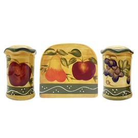 ACK Salt and Pepper Shaker with Napkin holder (Mixed Fruit), Kitchen Décor