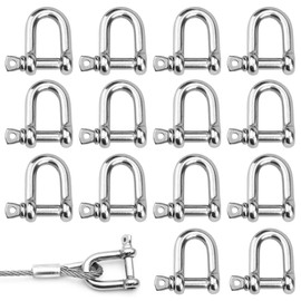 Pack of 14 M4 Shackles Stainless Steel 304 Anchor Shackle Lock Shackle D Ring Shackle Straight for Rigging Steel Cable Cords Chains Shackle 4 mm