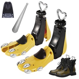 VIVEBEI Shoe Stretcher Women Men, Boot Stretcher Wide Feet, 4-Way Shoe Widener & Expander for Adjustable Length & Width; L for Wm's 11-14; Men's 10-14;Yellow 2-Pack
