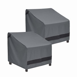 loriano Patio Chair Covers Waterproof Outdoor Furniture Chair Covers 600D Heavy Duty Fit as Lawn Lounge Deep Seat(2 Pack,Grey, Median)