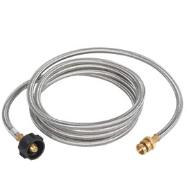 GasSaf 12FT Propane Hose, Stainless Steel Propane Adapter Hose, 1 lb to 20 lb Converter Propane Tank Hose for Coleman Camping Stove, Buddy Heater, Blackstone Griddles, Weber Q Grills and More