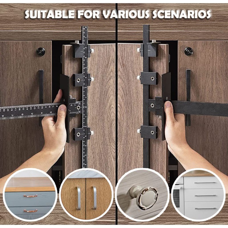Joywayus Aluminum Alloy Cabinet Hardware Jig Drill Punch Locator Guide