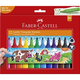 Faber-Castell Jumbo Triangular Markers Assorted Pack of 12 Multicolor 51-010179
