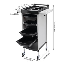 WUSILILU Salon Trolley, 6-Tier Drawer-Type Multi-Functional Salon Trolley, Hairdressing Shelf with Wheels, Mobile Storage Station Hairstylist Cart, Rolling Hair Cart Organizer (White)