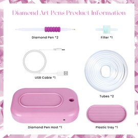 ARCTURINE Electric Diamond Art Painting Pen Kit, USB Powered 3-Speed Suction Wax-Free Vacuum Diamond Art Painting Pen Accessories Tool Rhinestone Picker Tool Craft & Drill Inlay Enthusiasts (Pink)