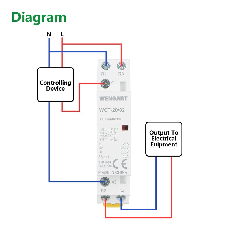 Wengart Home AC Contactor WCT-20, 2NC AC24V 20A, Precision Control