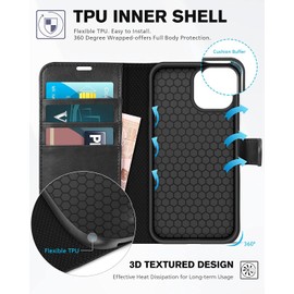 KP TECHNOLOGY Honor 90 Lite Case - Leather Book Flip Wallet Cover with Card Slots (BLACK)