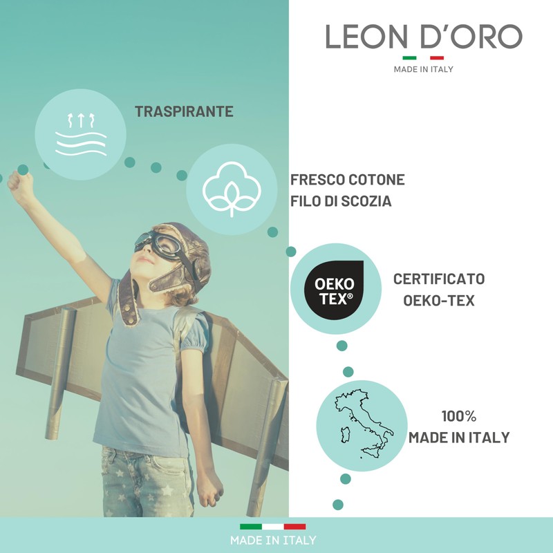 LEON D'ORO Socken für Kinder, Baumwolle, Schottlandgarn, 4 Paar, leicht
