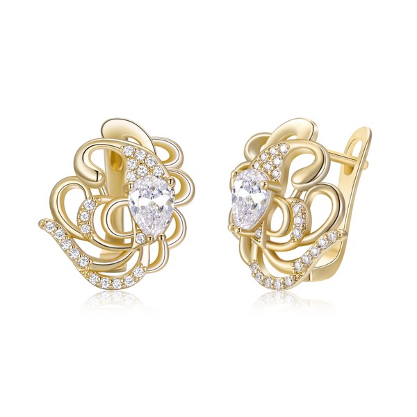 EVER FAITH Women's Prong Cubic Zirconia Party Elegant Teardrop Huggie