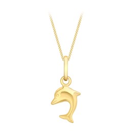 Carissima 9ct Yellow Gold Dolphin Pendant on Curb Chain Necklace 46cm/18"