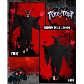 Kidukso Mysterious Mothman Onesie Pajamas Animal Hallween Christmas Sleepwear Unisex Cosplay Costume for Adult Women Men Black XL