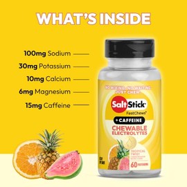 Ssaltstick Electrolyte Fastchews Cafeína Comprimidos Masticables Sabor Tropical Tabletas Sal Correr Hidratarse Unidades